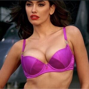 Honey Birdette Indya NWT Hot Pink 38 G Sexy Push Up Magenta $100 Designer Bra